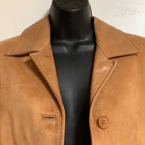 VTG 70s Tan Suede Leather Shirt Jacket Coat 4 6 S - Picture 2 of 3